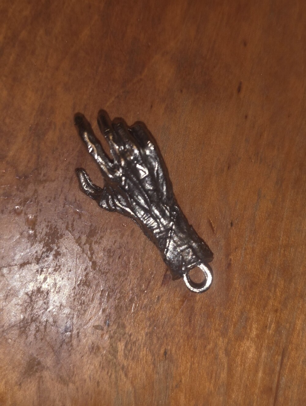 Silver Tone Gothic Skeletal or Zombie Hand Pendant No Chain